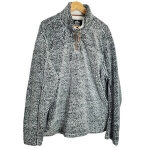 Grizzly Sherpa Sweater Womens XXL Black White Fluffly War, 1/4 Zip Pullover